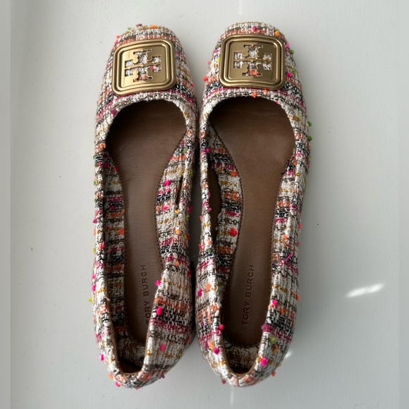 Tory Burch Shoes - Tory Burch Tweed Georgia Pumps with Gold Accent Size 9